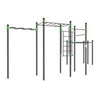 W229 Воркаут (рукоход змеевик и клас., швед стенка, 2 перекладины, брусья двойные) ZAVODSPORTA