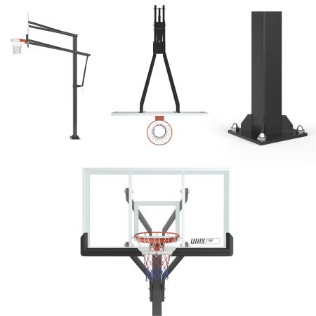 Баскетбольная стойка стационарная UNIX Line B-Stand-TG PRO 72"x42" R45 H230-305 см