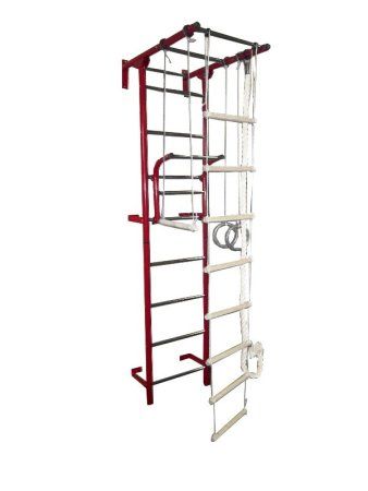 Спортивный комплекс Крепыш Г-образный Пристенный (Бордовый/Металл/Хром)