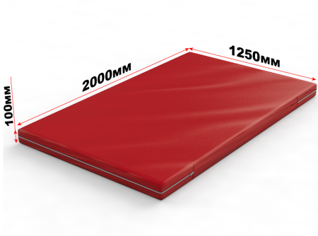 Мат гимнастический 2000х1250х100 мм на молнии (красный)
