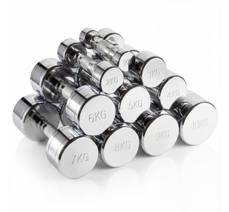 Набор гантелей хром (пары) от 1-10 кг VictoryFit VF-SET110-CR
