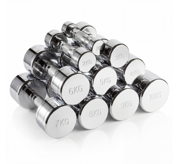 Набор гантелей хром (пары) от 1-10 кг VictoryFit VF-SET110-CR