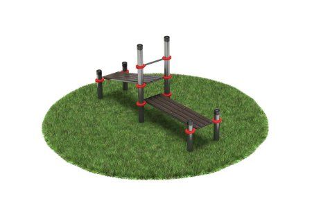 Нержавеющий воркаут комплекс из горизонтальной и наклонной лавки для пресса