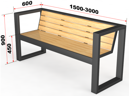 Скамья для улицы "Квадрат" со спинкой