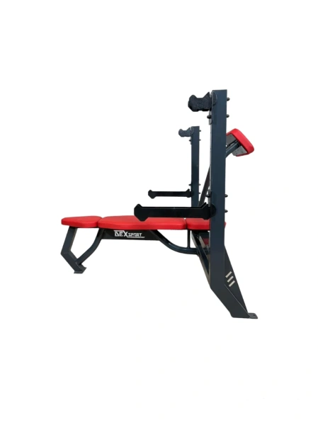 Скамья для жима лежа со страховочными упорами и упором для партнера