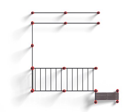 Комплекс из сдвоенных брусьев, турников, шведской стенки, 2 рукохода и лавки для пресса (PAW-73)