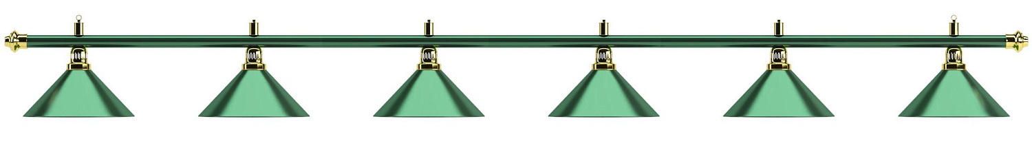 Лампа на шесть плафонов «Allgreen» (зелёная штанга, зелёный плафон D35см)