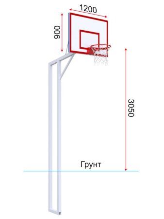 Баскетбольная стойка двухопорная с щитом 1200х900 мм из фанеры на метал. каркасе и массовым кольцом