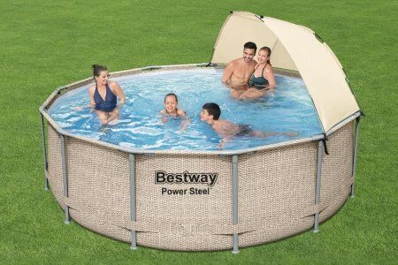 Каркасный бассейн Bestway Steel Pro Max 5614V (396x107, с фильтр-насосом, лестницей и навесом)