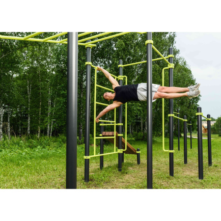 W337 Воркаут (рукоход, швед. стенка, 2 переклад., переклад. верт., накл. скамья, брусья) ZAVODSPORTA