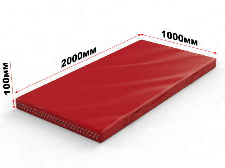 Мат гимнастический 2000х1000х100 мм на шнуровке с ручками (красный)