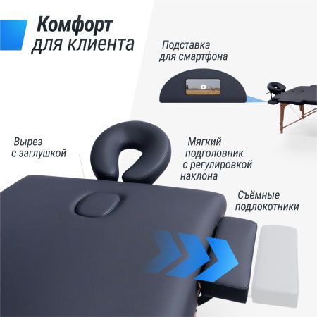 Массажный стол UNIX Standard 3 Section Black