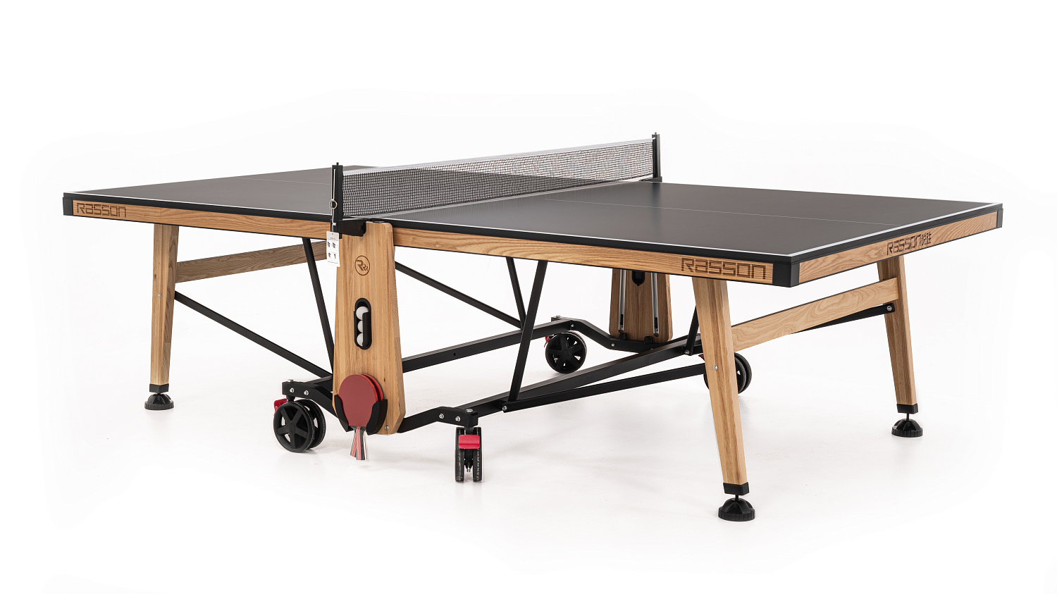 Теннисный стол складной для помещений "RASSON PREMIUM T01 Indoor" (274 х 152,5 х 76 см, натуральный ясень) с сеткой