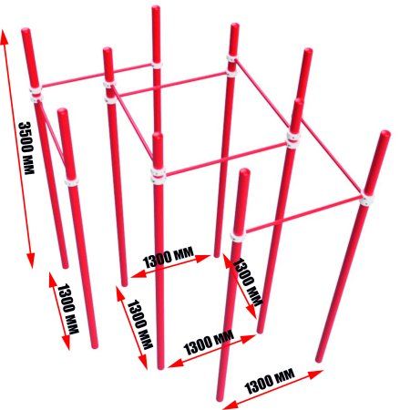 Турник квадратный серии "Воркаут" с дополнительными перекладинами