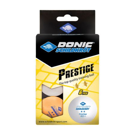 Мячики для н/тенниса DONIC PRESTIGE 2* 40+ 6 штук, белый + оранжевый