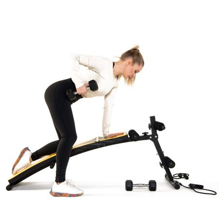 Скамья для пресса DFC с гантелями и эспандерами  D102RY