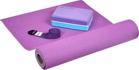 Коврик для йоги и фитнеса Bradex SF 0688, 183*61*0,6 см, двухслойный фиолетовый/серый