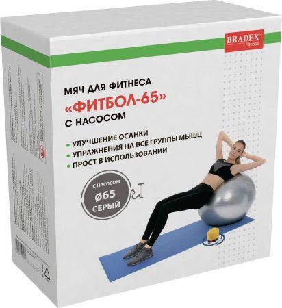 Мяч для фитнеса «ФИТБОЛ-65» с насосом
