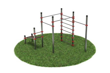 Нержавеющий воркаут комплекс с турниками, шведской стенкой и наклонной лавкой для пресса