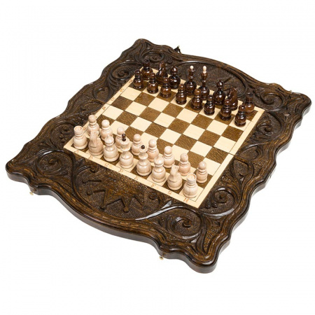 Шахматы + нарды резные "Корона" 40 Haleyan