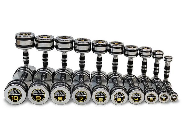 Комплект хромированных гантелей 10 пар от 1 до 10 кг Hasttings Digger HD51D5B-1-10