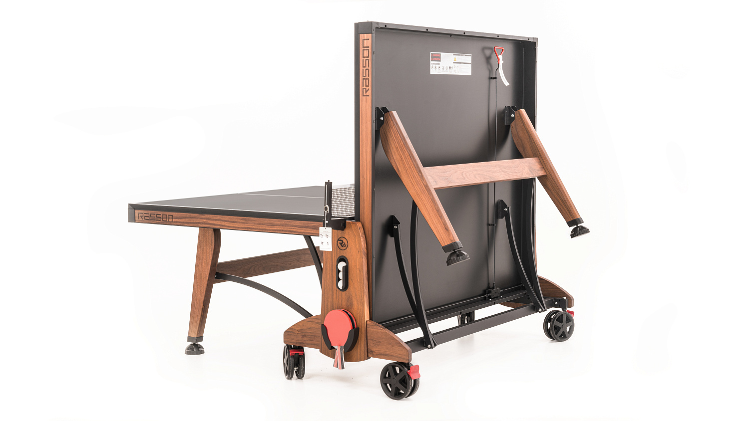 Теннисный стол складной для помещений "RASSON PREMIUM T03 Indoor" (274 х 152,5 х 76 см, натуральный орех) с сеткой