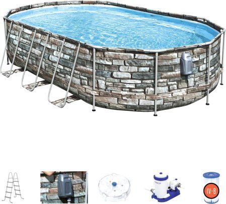 Каркасный бассейн Bestway Power Steel Swim Vista 56719 (610x366x122, с фильтр-насосом и лестницей)