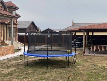 Бaтут для дачи с сеткой Триумф Норд Чемпион 427 см синий