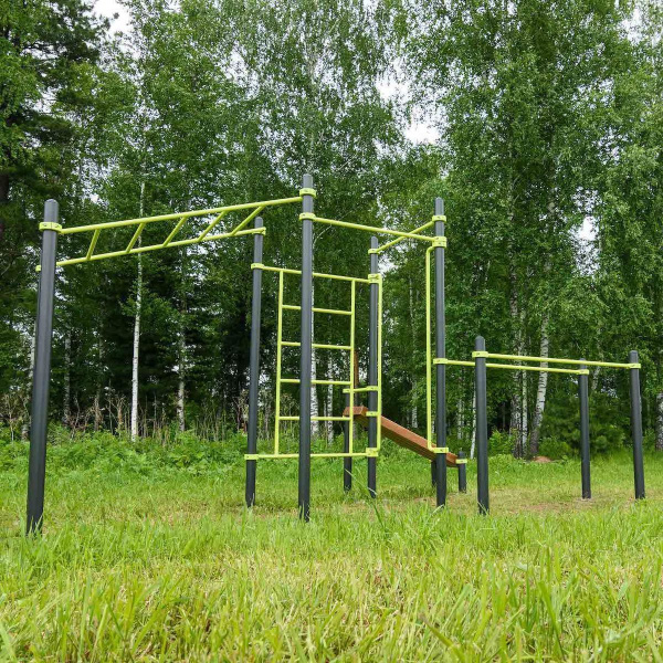 W237 Воркаут (рукоход, швед. стенка, 2 переклад., переклад. верт., накл. скамья, брусья) ZAVODSPORTA