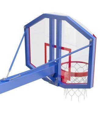 Баскетбольная стойка разборная одноопорная со стритбольным щитом 960х800 мм из оргстекла и масс. кольцом (со съёмной закладной)
