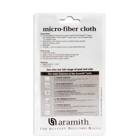 Салфетка для чистки и полировки бильярдных шаров Aramith Micro-Fiber Cloth Add-ons 20х18см блистер