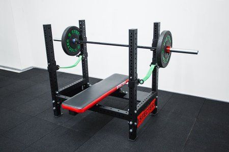 Стойки с горизонтальной скамьей для жима лежа STECTER и страховочная система "Стропа" L600 (к-кт)