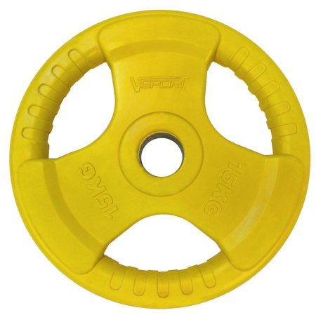 Диск V-Sport 15 кг. "олимпийский" цветной с ручкой