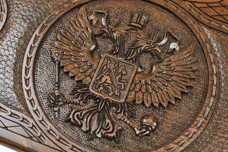 Нарды резные "Герб РФ 3" с бронзой 60, Haleyan