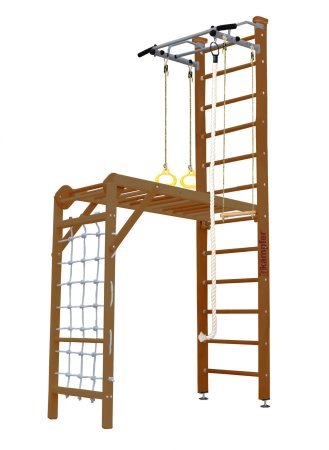 Шведская стенка Kampfer Union Ceiling (№2 Ореховый Высота 3 м белый антик турник)