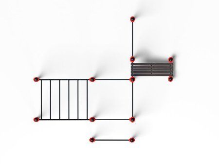 Комплекс из рукохода, брусьев, турников и наклонной лавки для пресса (PAW-54)