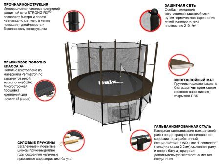 Батут UNIX Line Black&Brown 8 ft (inside)