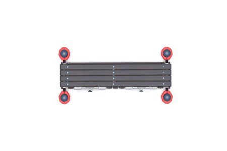 Горизонтальная гимнастическая скамья, к которой прикреплены две раздвижные антивандальные измеритель