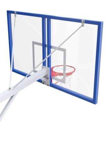 Баскетбольная стойка двухопорная с проф. щитом 1800х1050 мм из оргстекла 10 мм и усиленным кольцом