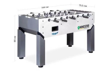 Игровой стол - футбол "NineStar Iron Pro ITSF Grey" (144х75,5х90)