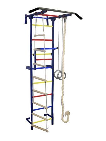 Спортивный комплекс Крепыш Г-образный Пристенный-1 (Синий/ПВХ/Разноцветные)