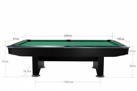Бильярдный стол для пула Dynamic Billard "Competition 2" 9 футов (матово-чёрный) в комплекте, аксессуары и сукно
