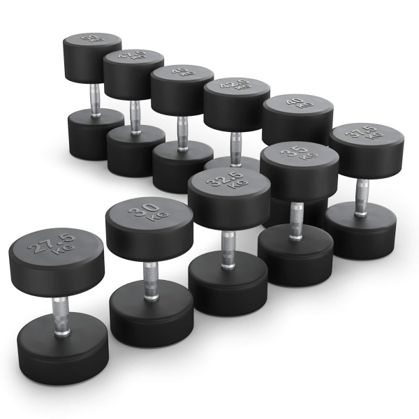 Ряд гантелей круглых UNIX Fit обрезиненные от 27,5 до 50 кг