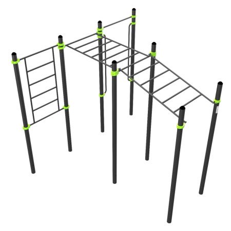 W328 Воркаут (рукоход в подъем и клас., швед стенка, перекладина, перекладины верт.) ZAVODSPORTA
