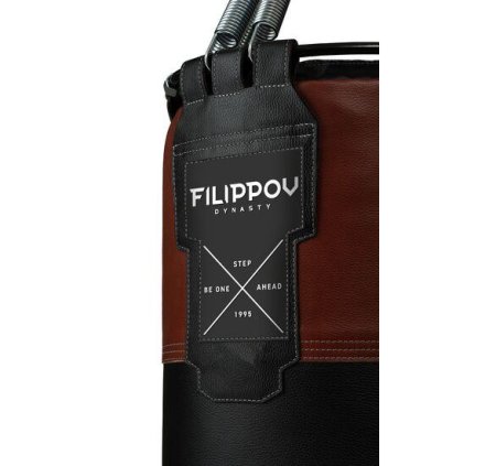 Боксёрский мешок FILIPPOV Ø40 кожа (Коричневый/Черный) -  130см/40см/58-60кг