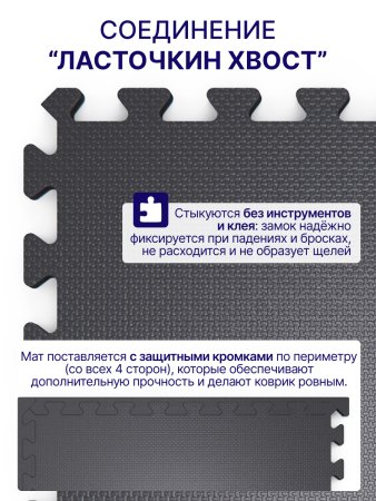 Мат-пазл DFC 60 х 60 см, 10 мм, (4 шт. в упаковке) черный