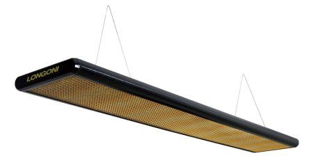 Лампа плоская люминесцентная "Longoni Nautilus" (черная, золотистый отражатель, 320x31x6см)