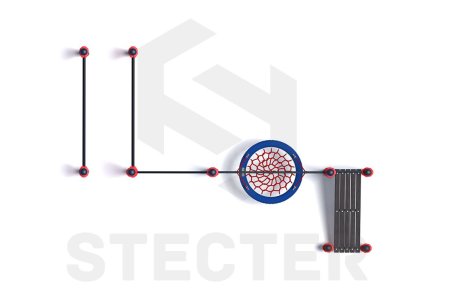 Уличный комплекс из брусьев, турника, качели Гнездо и наклонной скамьи для пресса
