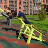 F-1709 Уличный тренажер Скамья для пресса + гиперэкстензия ZAVODSPORTA