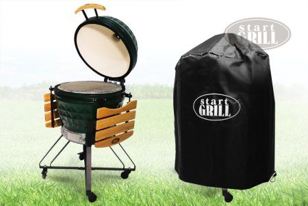 Керамический гриль-барбекю 24 дюйма (зеленый) (61 см)